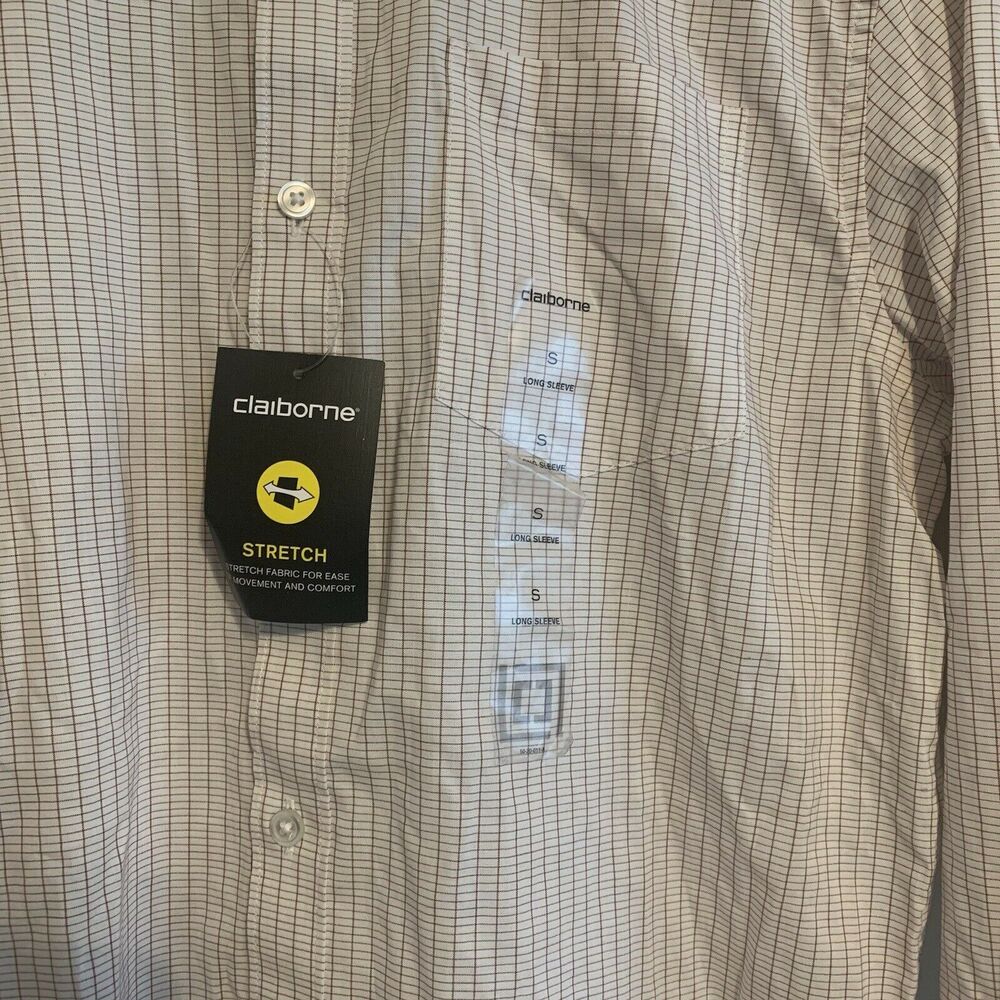 Claiborne Long Sleeve Stretch Button Down Dress Shirt Plaid Size Small New - Picture 3 of 5